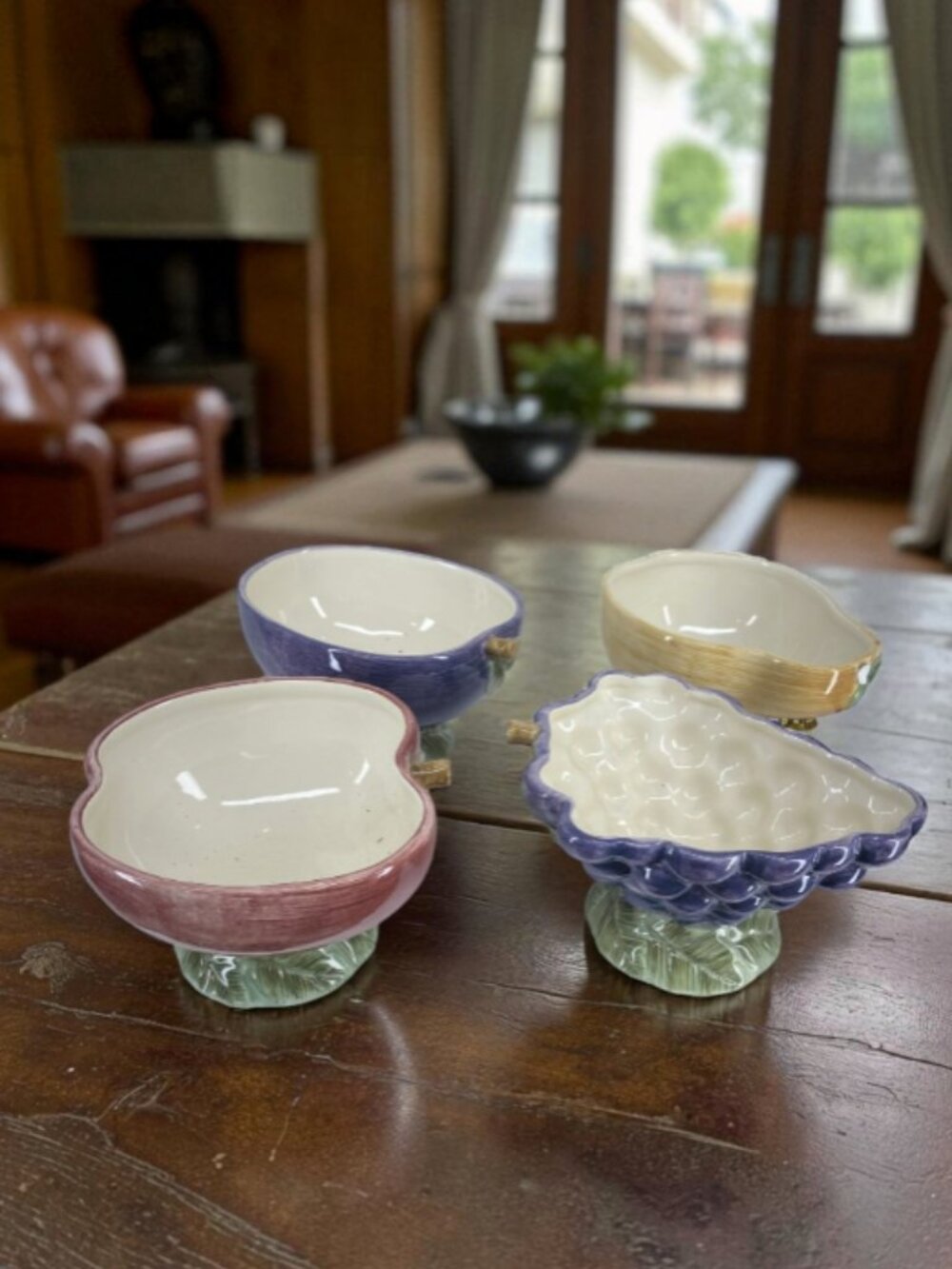 NOBLE EXCELLENCE BOWLS -- Dessert Bowls, Set of 4 Footed Bowls, Fruit Shaped